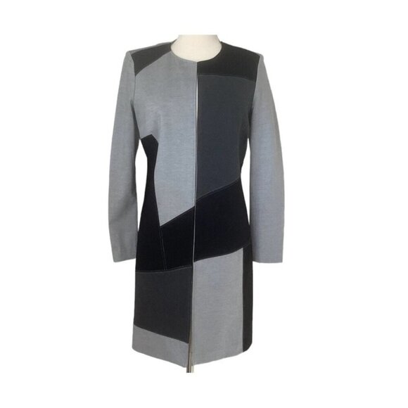 Joan Vass New York Womens Long Sleeve Color Block Open Front Coat Size L - Picture 3 of 5